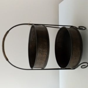 Two Tier Copper Metal Basket Floral